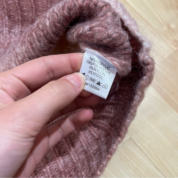 Rachel Zoe Pink White Stripe Mock Turtle Neck Sweater Wool Blend Size Large NWT - Picture 4 of 5